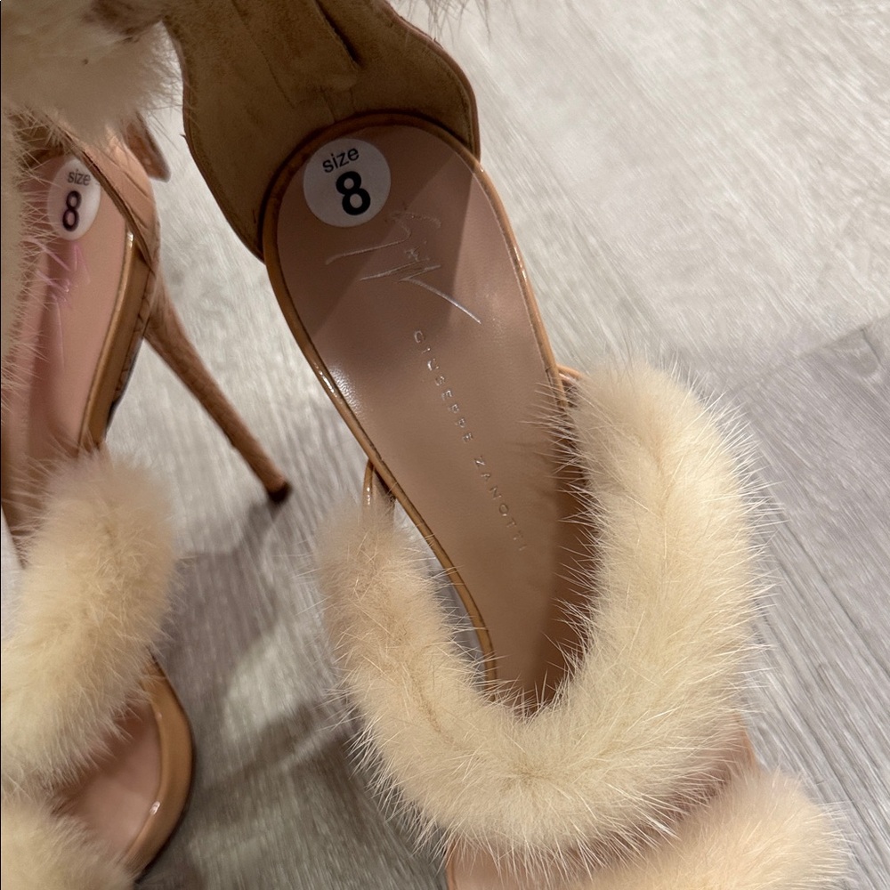 Giuseppe Zanotti Beige Fur Heels - Picture 2 of 10